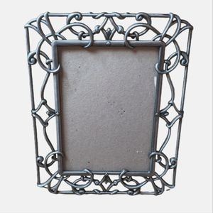 Vintage 5"X7" Pewter Photo Frame, Ornate Open Scroll Vine Art Nouveau Style